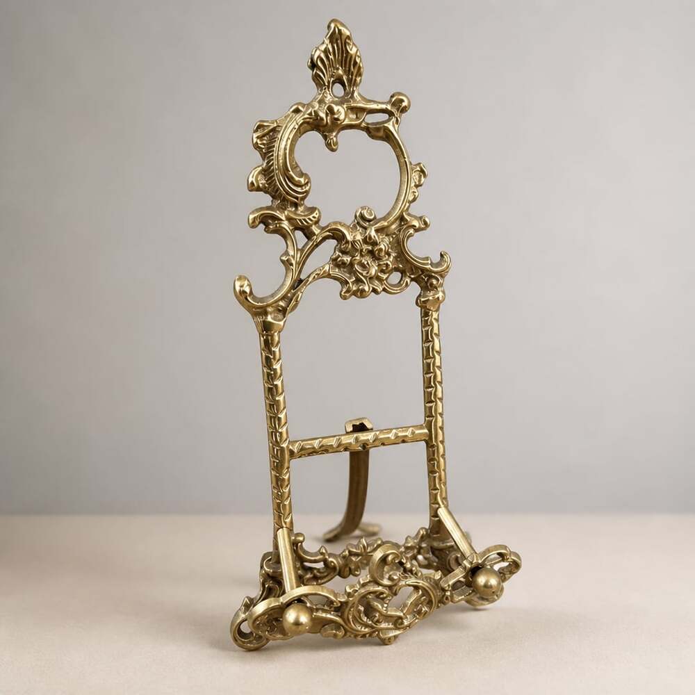 Ornate Victorian-Style Vintage Brass Display Easel
